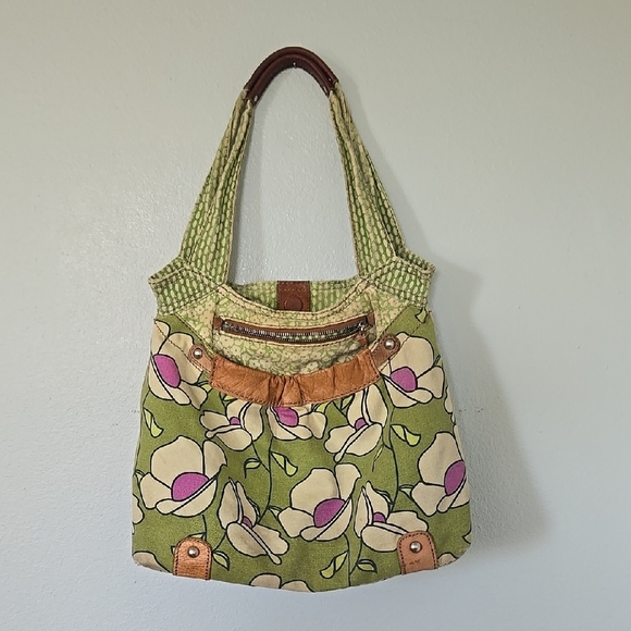 Fossil Green Floral Print Bag - Picture 1 of 11